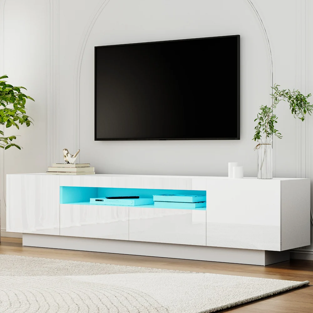 TV Unit Entertainment Unit Storage Drawer RGB LED 180cm White - Image 8