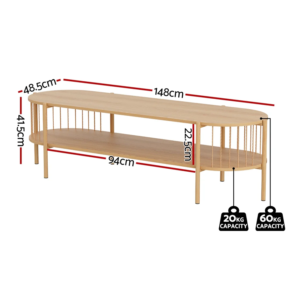 TV Unit Entertainment Unit Storage Shelf 148cm Pine - Image 3