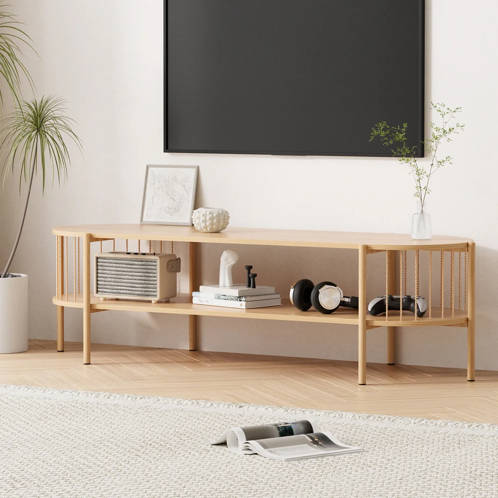 TV Unit Entertainment Unit Storage Shelf 148cm Pine - Image 9