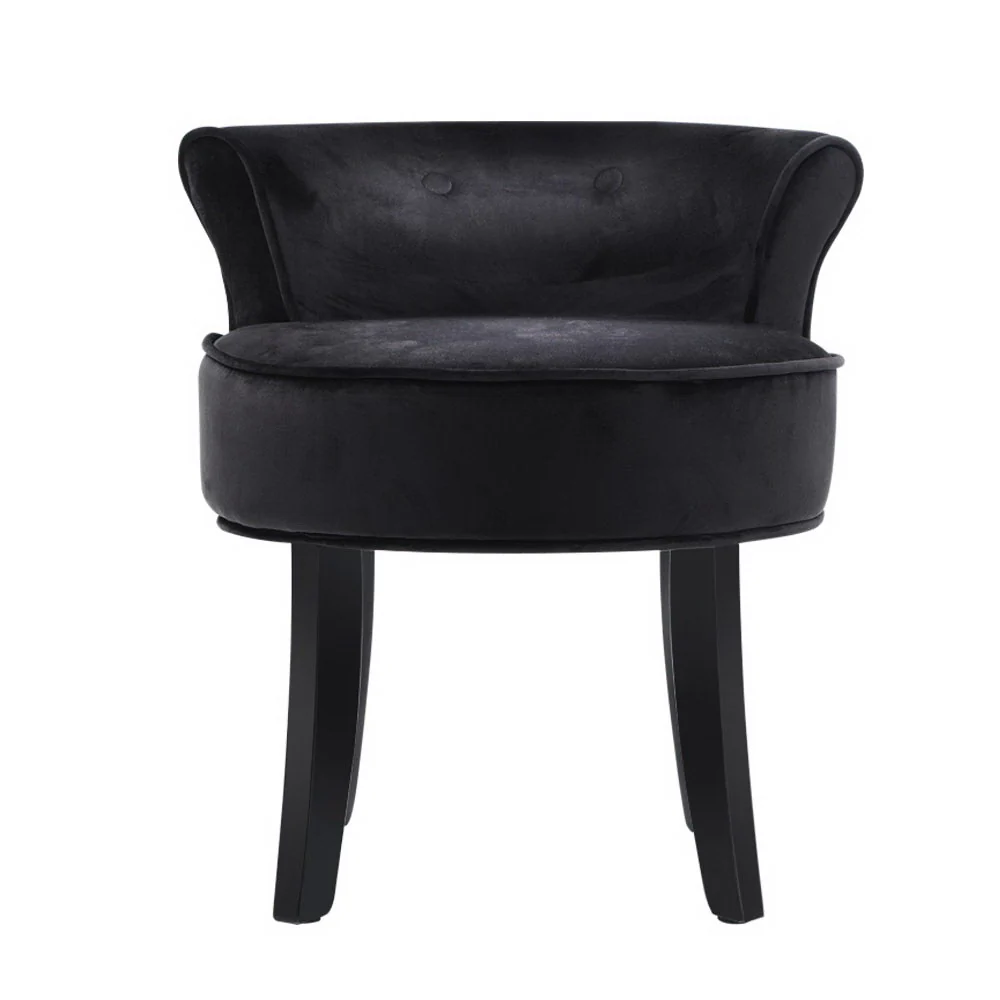 Vanity Stool Velvet Black Abella - Image 3