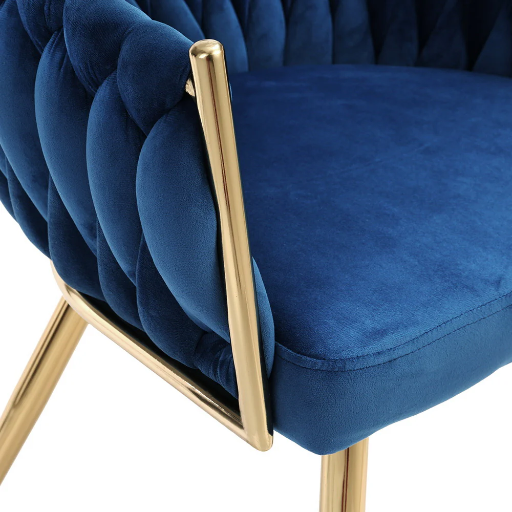 Verity Velvet Woven Back Dining Chair Blue - Image 3