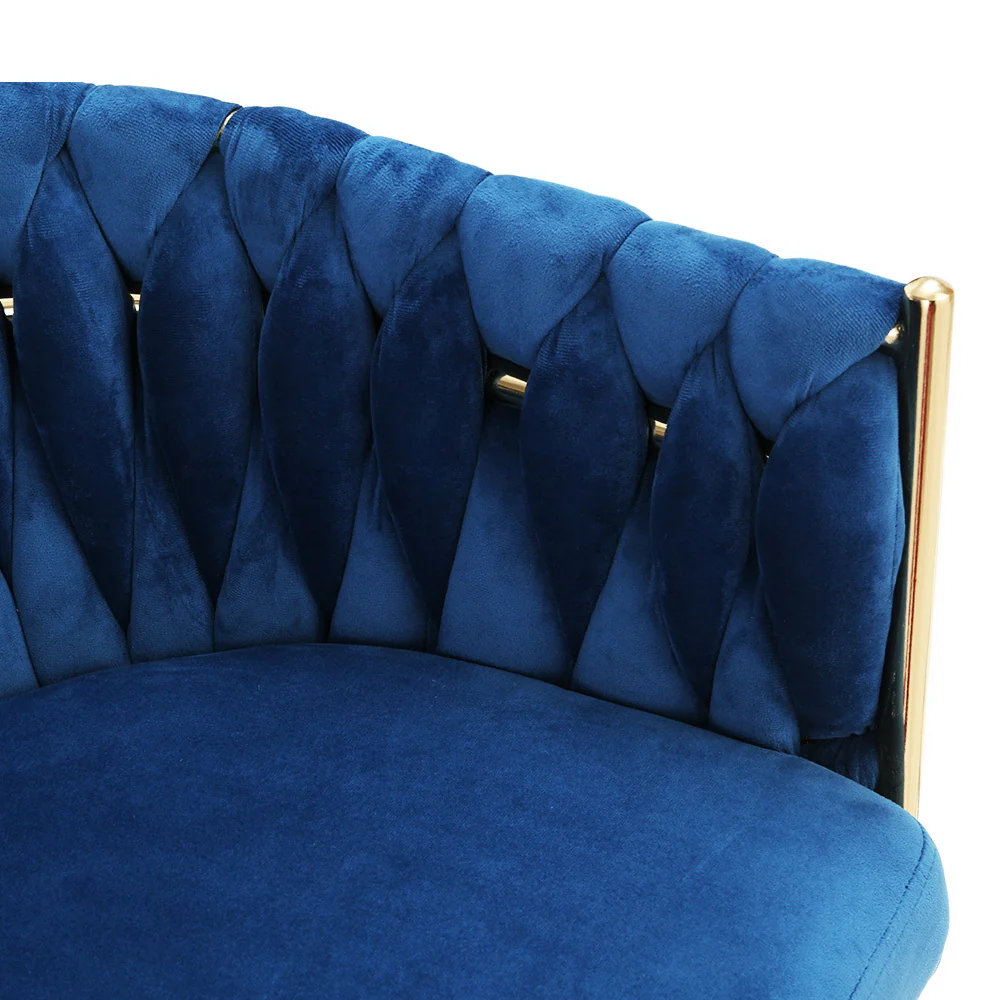 Verity Velvet Woven Back Dining Chair Blue - Image 4