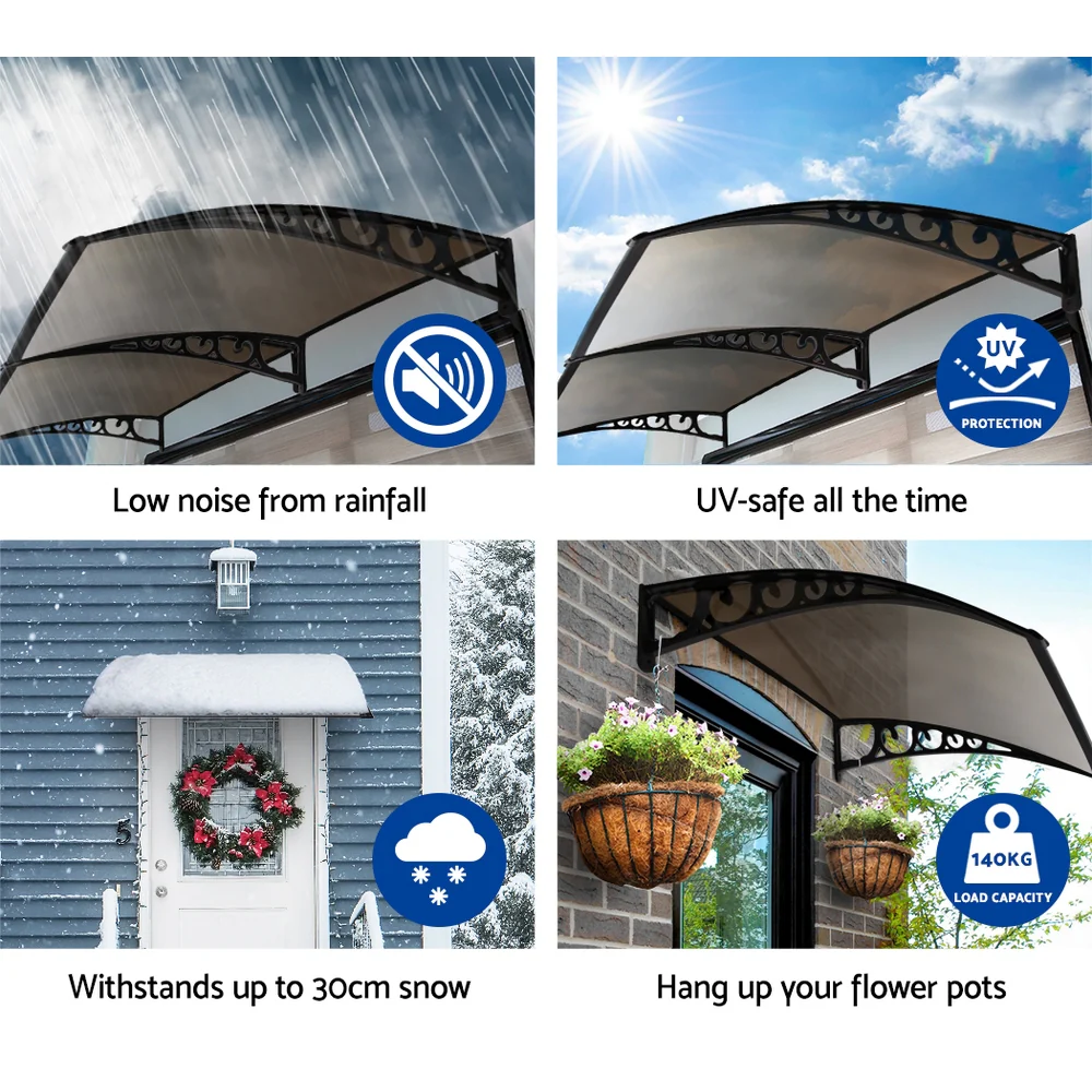 Window Door Awning 1mx2.4m Brown Hollow Sheet Plastic Frame - Image 6