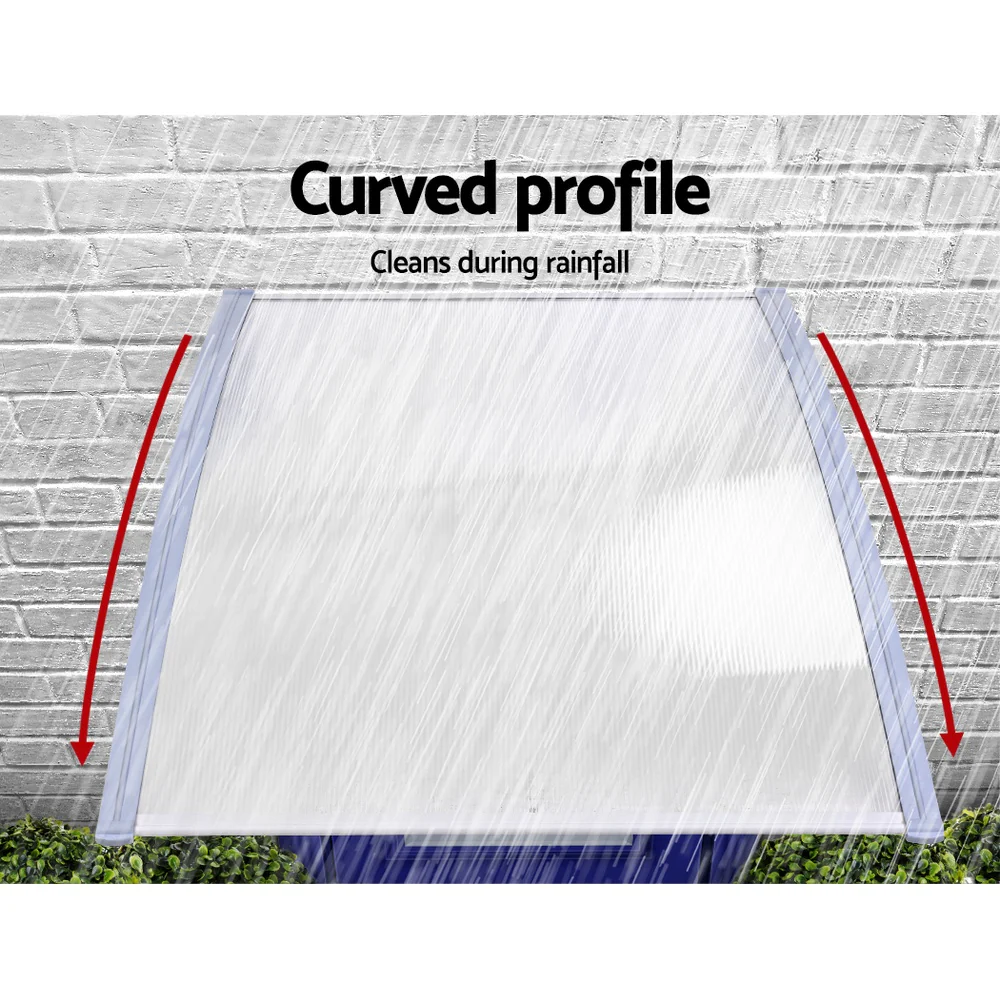 Window Door Awning Canopy 1.5mx2m Transparent Sheet Grey Plastic Frame - Image 5