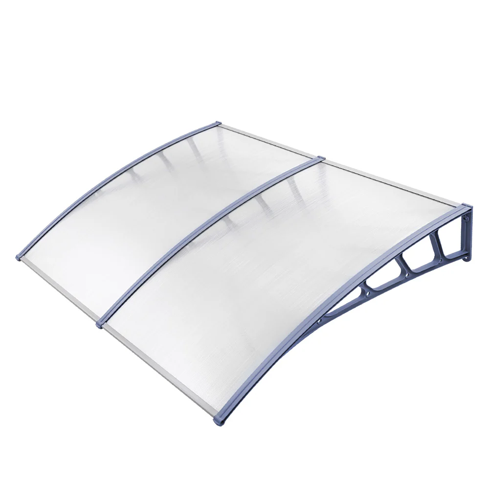 Window Door Awning Canopy 1.5mx2m Transparent Sheet Grey Plastic Frame - Image 7