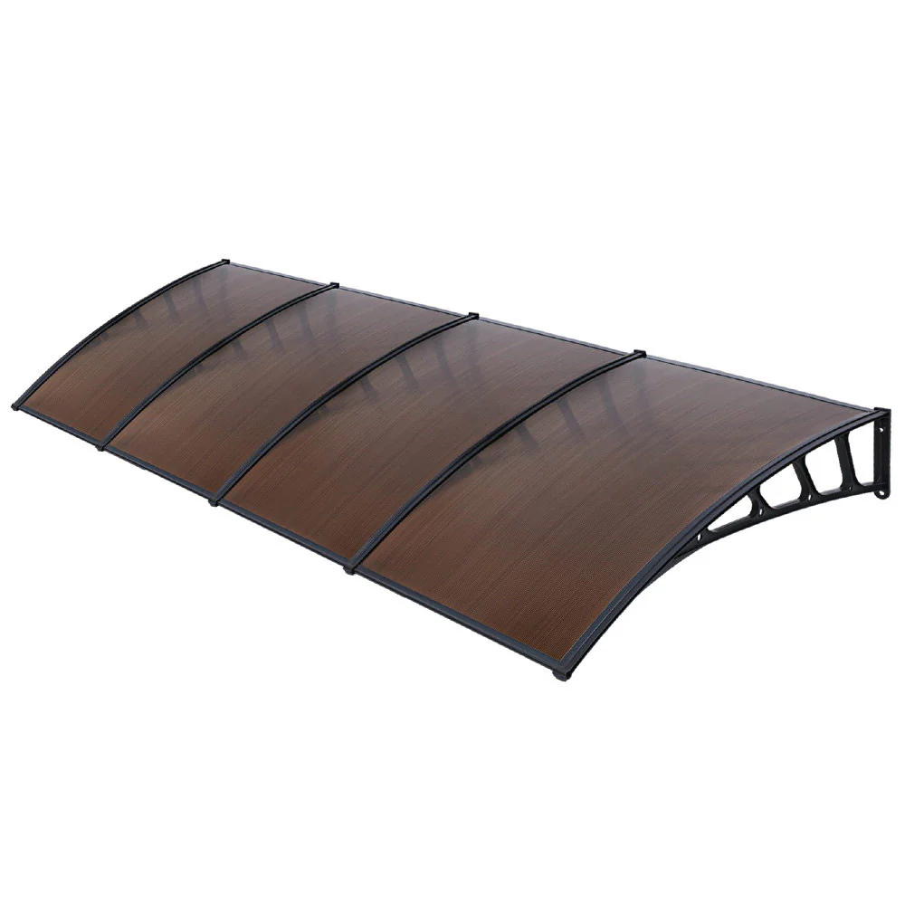 Window Door Awning Canopy 1.5mx4m Brown Sheet Black Plastic Frame - Image 7