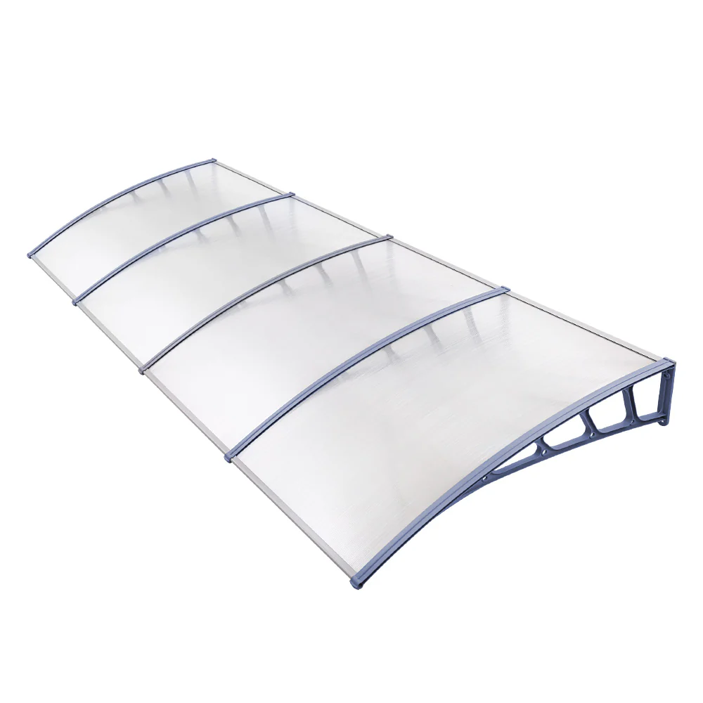Window Door Awning Canopy 1.5mx4m Transparent Sheet Grey Plastic Frame - Image 7