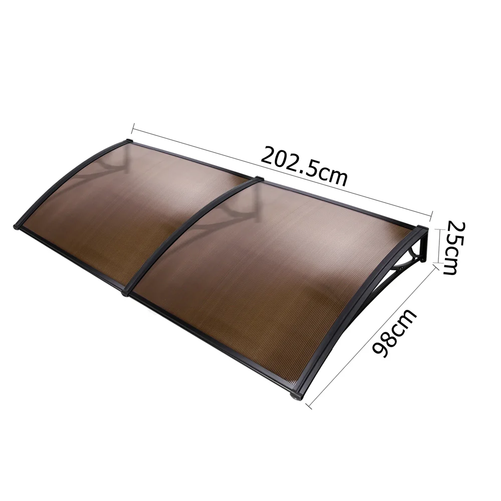 Window Door Awning Canopy 1mx2m Brown Sheet Black Plastic Frame - Image 2