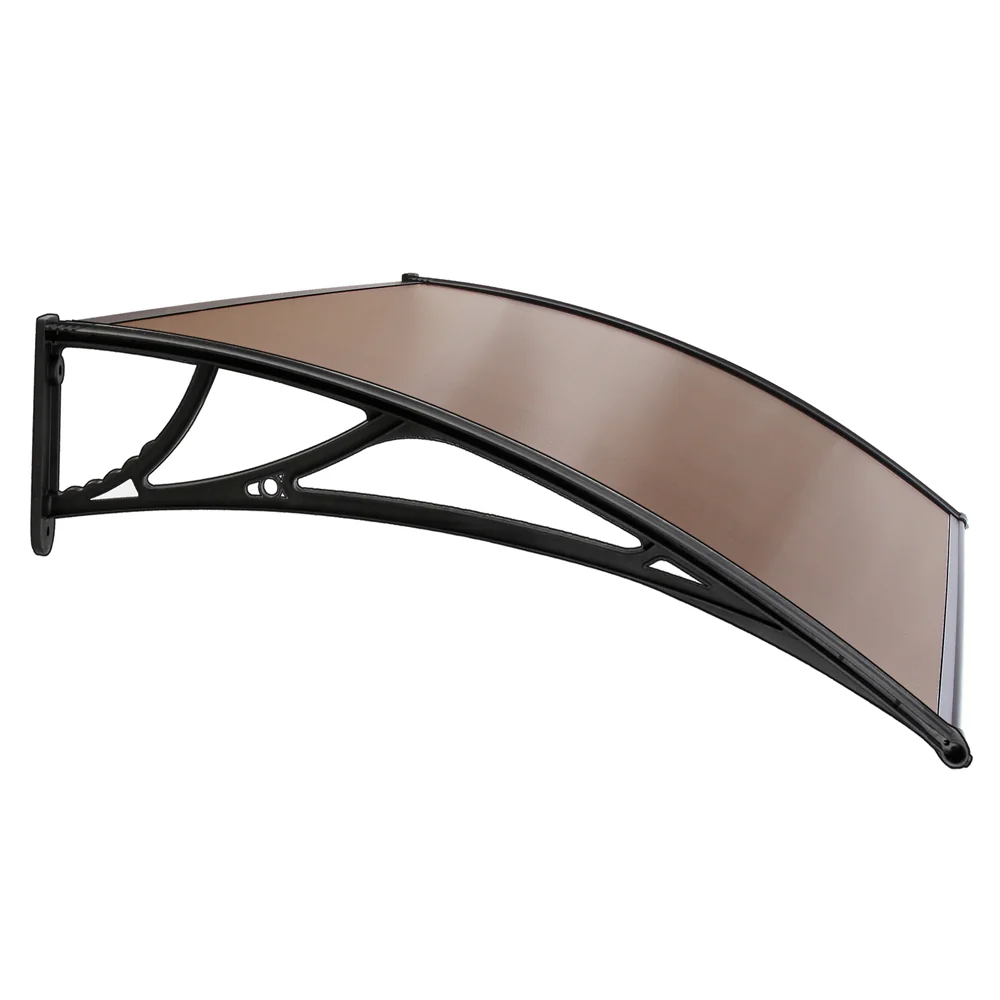 Window Door Awning Canopy 1mx2m Brown Sheet Black Plastic Frame - Image 4