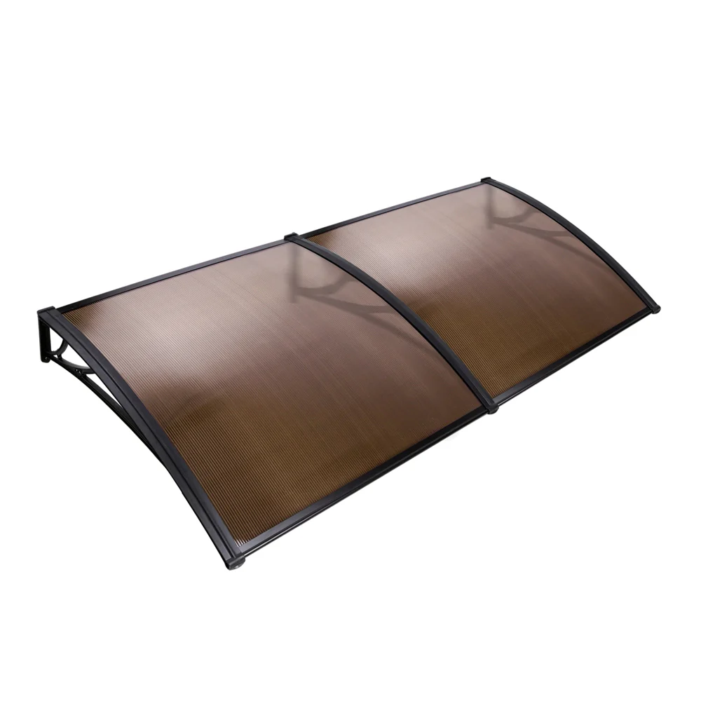 Window Door Awning Canopy 1mx2m Brown Sheet Black Plastic Frame - Image 8