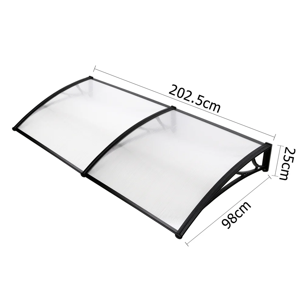 Window Door Awning Canopy 1mx2m Transparent Sheet Black Plastic Frame - Image 2