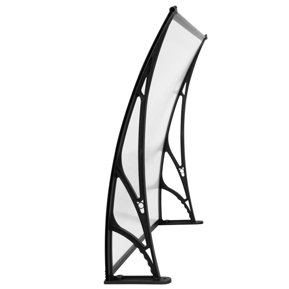 Window Door Awning Canopy 1mx2m Transparent Sheet Black Plastic Frame - Image 3