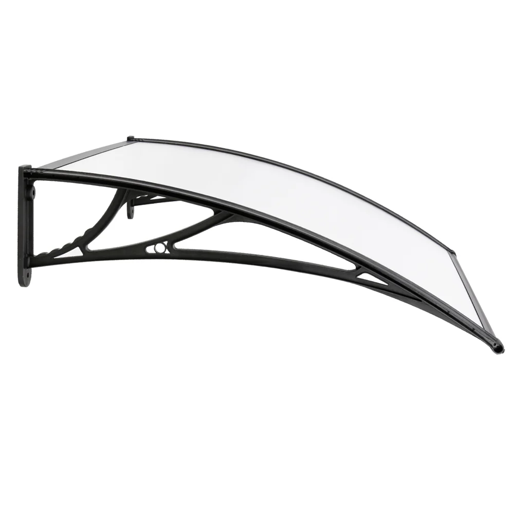 Window Door Awning Canopy 1mx2m Transparent Sheet Black Plastic Frame - Image 4