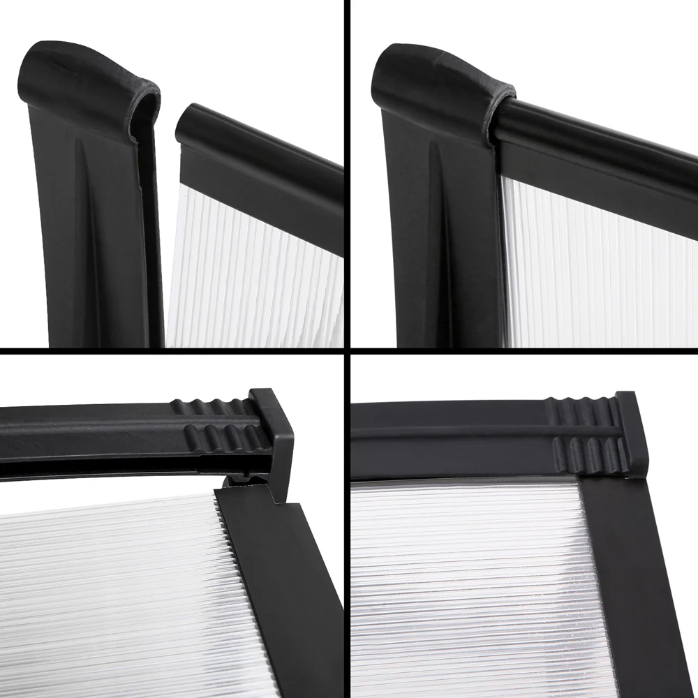 Window Door Awning Canopy 1mx2m Transparent Sheet Black Plastic Frame - Image 5