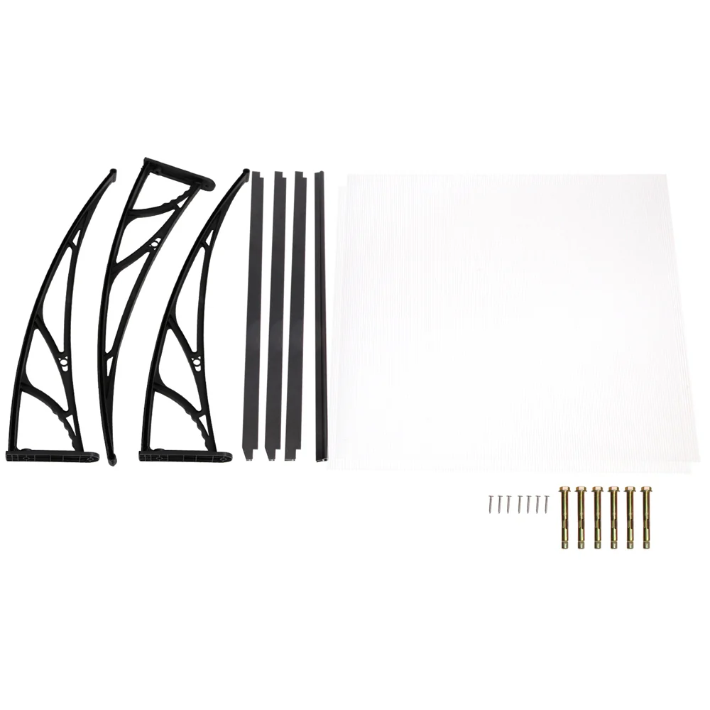 Window Door Awning Canopy 1mx2m Transparent Sheet Black Plastic Frame - Image 6