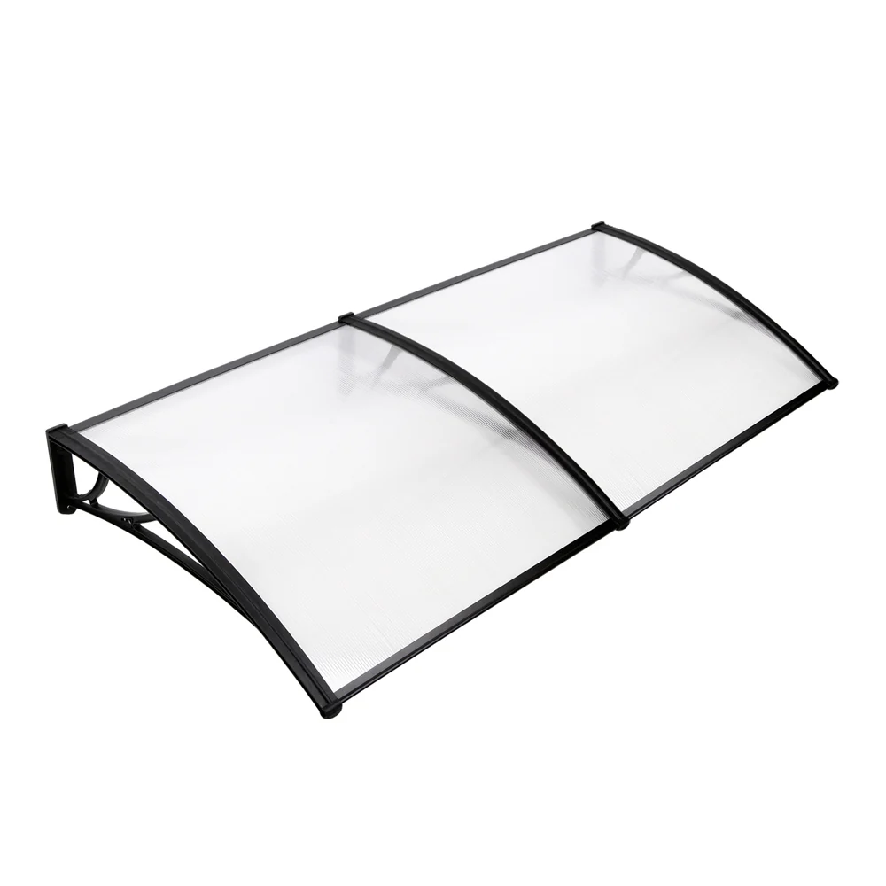 Window Door Awning Canopy 1mx2m Transparent Sheet Black Plastic Frame - Image 8