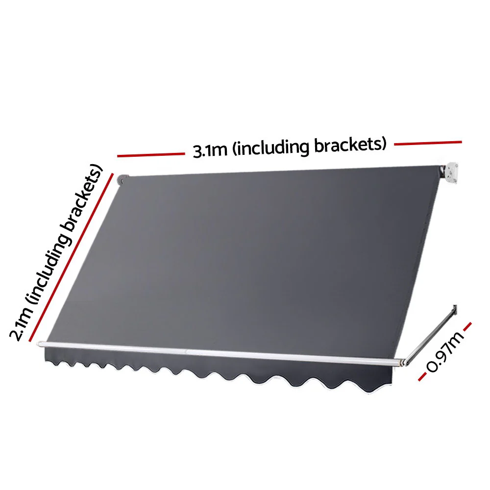 Window Fixed Pivot Arm Awning Outdoor Blinds Retractable Canopy3.1X2.1M - Image 2