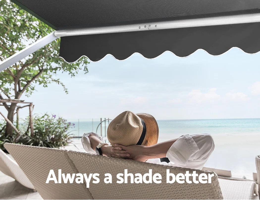 Window Fixed Pivot Arm Awning Patio Outdoor Blinds Retractable 2.8X2.1M - Image 4