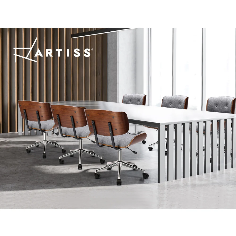 Wooden Office Chair Fabric Seat Grey - Image 7