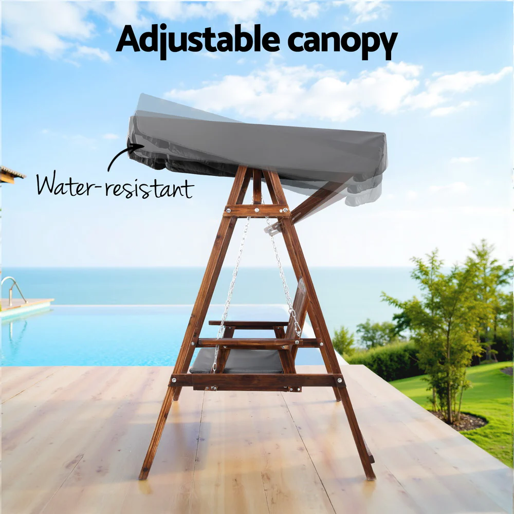 Wooden Swing Chair Garden Bench Canopy 3 Seater Outdoor Furniture - Image 5