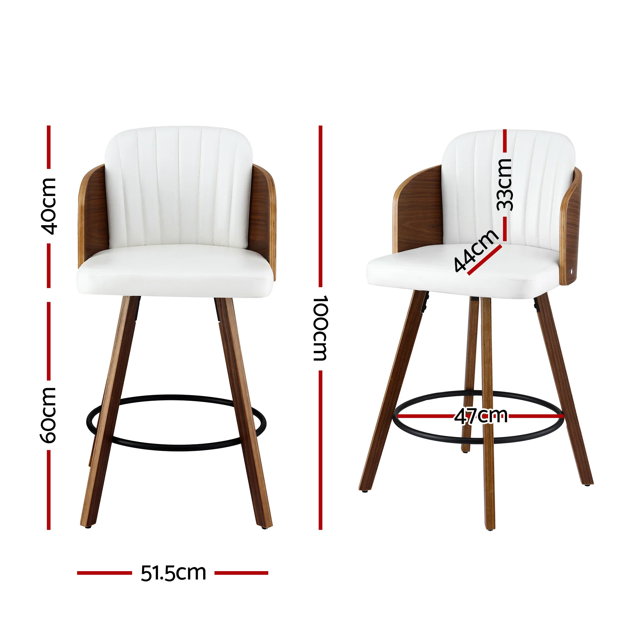 Wooden Swivel Bar Stool 58cm Seat Height - White - Image 2